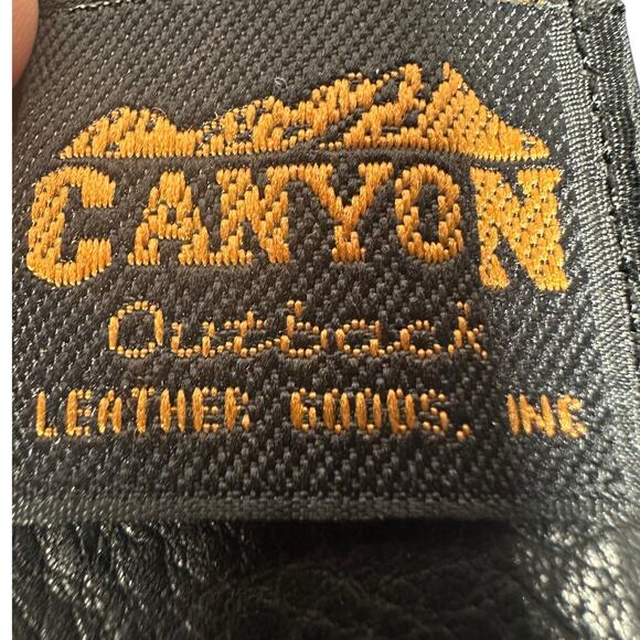 Canyon Outback Black Leather Envelope Clutch Bag Foldover Slim Purse wallet - Picture 10 of 11